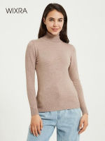 Wixra Knitting Sweater and Jumper Turtleneck Tops Pullovers Casual Sweaters Womens Long Sleeve All-match Elastic Sweater