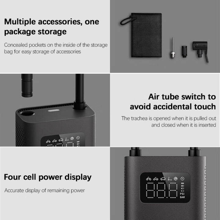 xiaomi-mi-portable-electric-air-pump-2-เครื่องปั๊มลมไฟฟ้า-เติมลม-เครื่องสูบลมไฟฟ้า-inflatable-treasure-มีไฟ-led-150psi-6-โหมด-type-c