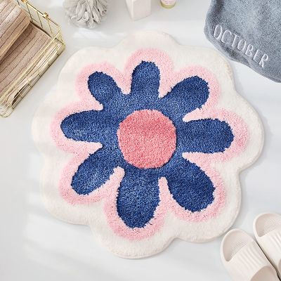 Bathroom Soft Shape Flower Rug Non-slip Mat Bath