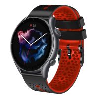 สำหรับ Amazfit GTR 3 22มม. เป็นรูสองนาฬิกาซิลิโคนสี (ดำ + ส้ม) (ขายเอง)