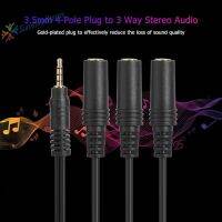 4 Pole Male Plug to 3 Way 3 Output Stereo Female Audio Splitter Cable 32cm 3.5mm