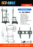 Scimax ขาแขวนทีวีแบบล้อเลื่อน ขาตั้งล้อเลื่อน LCD/LED/PLASMA ขาแขวนทีวีแบบล้อเลื่อน รองรับทีวีขนาด 37" - 100" SM37100STA ไซแมกซ์ เกรด A เหล็กหนาพิเศษ SM37100