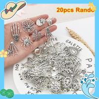 JANNERSATI 20pcs Random ต่างหู ผี ฟักทอง แมงมุม สร้อยข้อมือ กะโหลกศีรษะ โครงกระดูก จี้ เครื่องรางฮาโลวีน