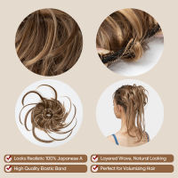 Synthetic Elastic Messy Bun Hairpieces Curly Scrunchie Black Blonde Brown Chignon Band Updo Donut For Women Natural Fake Hair