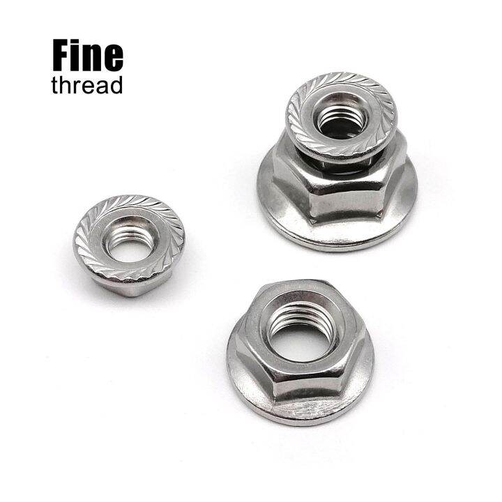 5-10pcs-high-quality-m6-m8-m10-m12-fine-thread-din6923-304-a2-stainless-steel-hexagon-hex-head-serrated-lock-spinlock-flange-nut