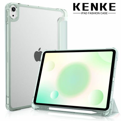 kenke เคส iPad for iPad Air 5th/4th Generation Case พร้อมที่ใส่ดินสอถาดปากกาด้านซ้าย 10.9 นิ้ว 2022 2020 Slim กันกระแทกฝาครอบสมาร์ทพร้อมโปร่งแสง Frosted Hard Back SHELL Auto Sleep/Wake สำหรับ iPad Air 5/4 Light Blue