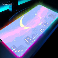 Anime Landscape RGB Gaming Mouse Pad Large XXL Size Mouse Car Big Keyboard Pad Computer Mousepad Desk Play Mat with Backlit