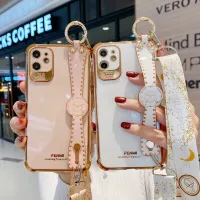 โซ่ริสต์แบนด์ซิลิโคนสายสายคาดที่คล้องชุบด้วยไฟฟ้า Xxx เคสโทรศัพท์สำหรับ12 11 Pro XS สูงสุด XR X 8 7 Plus Mini