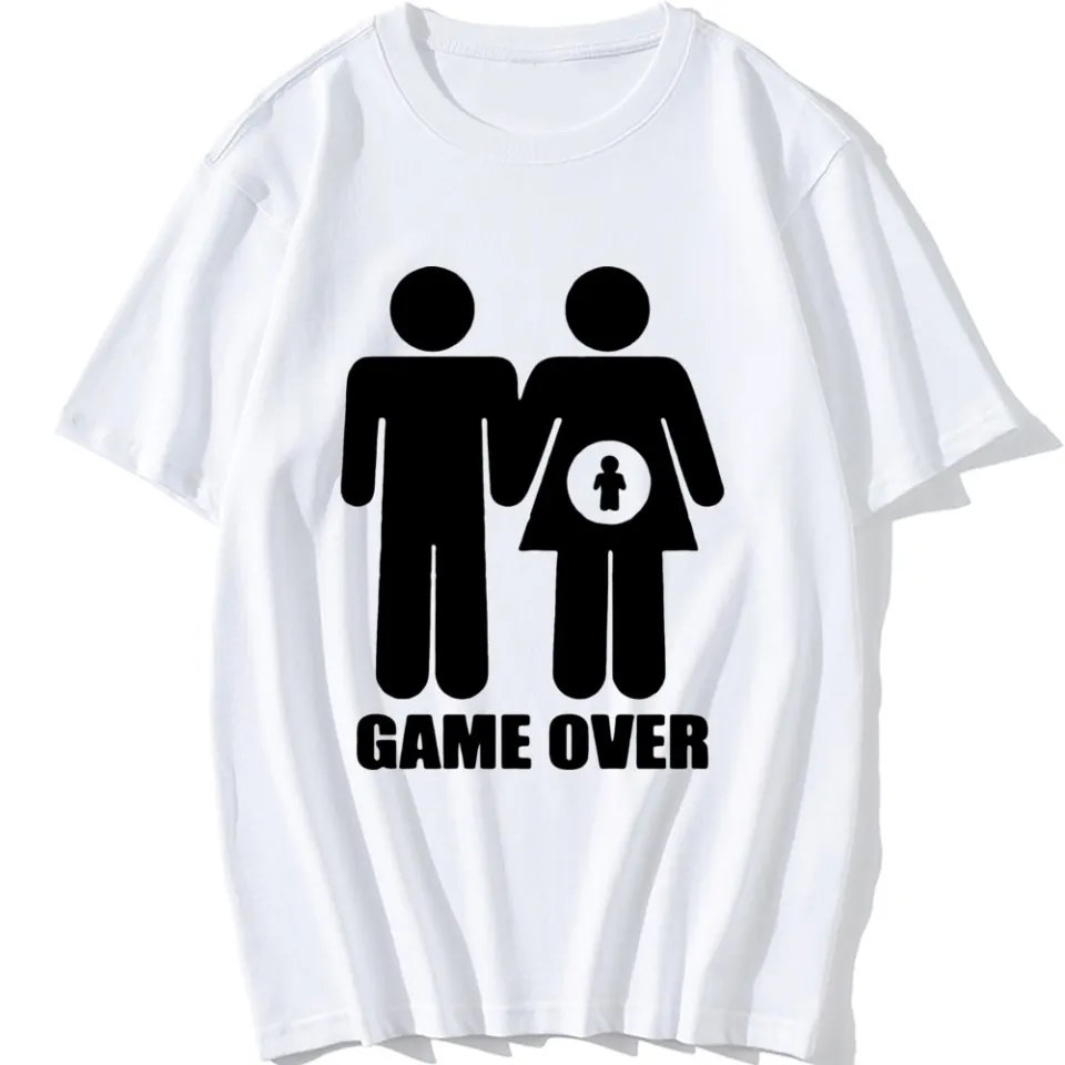 Game Over Shirt Men Bride Top Groom Bachelor Clothing Funny Bachelorette  Party T Shirts Meme T-Shirt Summer Husband T-shirt