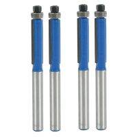 4Pcs 2.6 Inch Long 2 Edges Flush Trim Router Bit 1/4 Inch x 1/4 Inch for Carpenter