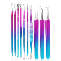 10pcs Acne Removal Tool Kit Pro Acne Blackhead Spot Removal Tool Face Pimple Needle Clip Beauty Tools Set Colorful