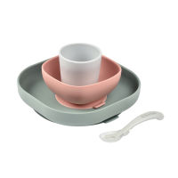 BEABA ชุดเซ็ทรับประทานอาหารซิลิโคน 4 ชิ้น Silicone Meal Set (4 pcs) - Eucalyptus