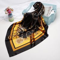 【LZ】□☎✒  Lenço preto de seda cetim para mulheres lenço fashion lenços hijab xales quadrados lenço para senhoras 90cm x 90cm 2019