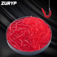 20PCS-100pcs Lifelike Red Worm Soft Lure Earthworm ice winter Fishing Silicone Artificial Bait Fishy Shrimp Additive Bass Carp Lures Baits