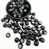 20pcs/Lot 10MM Acrylic Beads Big Hole Billiards Black 8 Round Shape Loose Spacer Beads For Jewelry Making