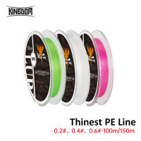 Kingdom สายตกปลา100M 150M 4 Strands สาย PE ถัก Japan Monofilament 9-12LB สำหรับสินค้าตกปลาฤดูหนาว Multifilament Line