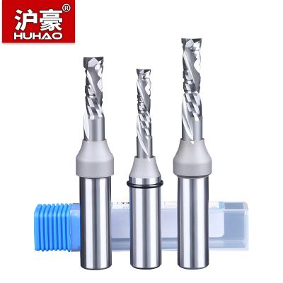 HUHAO เราเตอร์งานไม้ Bit Compound Spiral Router Bit Engraving Slotting and Trimming Straight Sprial Milling Cutter
