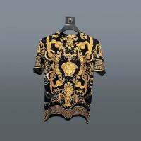 VERSACE แฟชั่นชนชั้นสูงแขนสั้นคอกลมเสื้อยืดรุ่นคู่