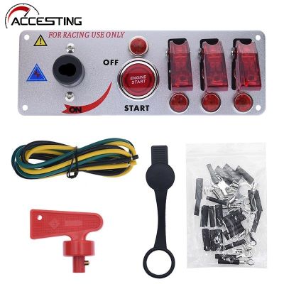 ☫❉✤ LED Car Toggle Ignition Switch Panel 2/4 Toggle fit for Racing Car Engine Start Push Button 12V Switch Panel