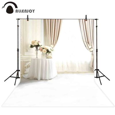 【Worth-Buy】 Allenjoy โฟโต้โฟนสตูดิโอถ่ายภาพผ้าม่านหน้าต่างสีขาวสไตล์ยุโรปสำหรับงานแต่งงานพื้นหลังการถ่ายภาพ
