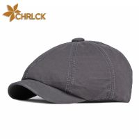 CHRLCK Retro British Style Newsboy Cap Men Cotton Ascot Caps Male Spring Summer Vintage Brand New Octagonal Flat Cap