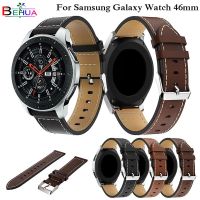 สายสายรัดข้อมือหนังสายนาฬิกาข้อมือแท้คลาสสิกเหมาะสำหรับ Samsung Galaxy Watch 46มม. สายรัดข้อมือสมาร์ทวอท์ช SM-R800