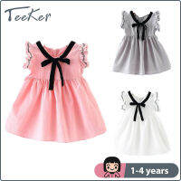 【Teeker】Baby สาวผ้าฝ้ายบริสุทธิ์ Comfort หูกระต่าย Preppy สไตล์สาวกระโปรง1-4ปี