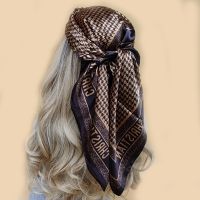 【CC】○  Scarf Hair Designer Luxury Brand Kerchief Neck Silk Scarves Bandana Ladies Handkerchief 90X90CM Headscarf