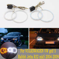 SMD ผ้าฝ้ายโคมไฟสองสีสีขาวและสีเหลือง LED Angel Eyes DRL อุปกรณ์เสริมสำหรับ VOLKSWAGEN VW Golf 5กระต่าย Jetta R32 V 2004-2009