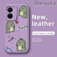 เคส Chenyyka สำหรับ VIVO Y16 Y35 5G Y56 5G ลายการ์ตูนไดโนเสาร์ตลกดีไซน์ใหม่บางนุ่มหนังซิลิกาเคสโทรศัพท์เจลฝาปิดเลนส์เต็มเคสกันกระแทกกล้องกันกระแทก