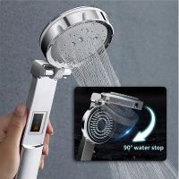 ✌❉ Shower Head Foldable Led Temperature Display Flip Stop Water Handheld Massage Filtering Showerhead Modern Bathroom Accessories