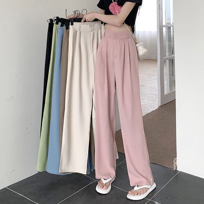กางเกงสูทสไตล์เกาหลี  กางเกงสูทเอวสูง  กางเกงลำลองทรงตรงหลวมสบาย กางเกงขากว้างสำหรับผู้หญิง กางเกงขากว้างเอวสูงหลากสีใหม่