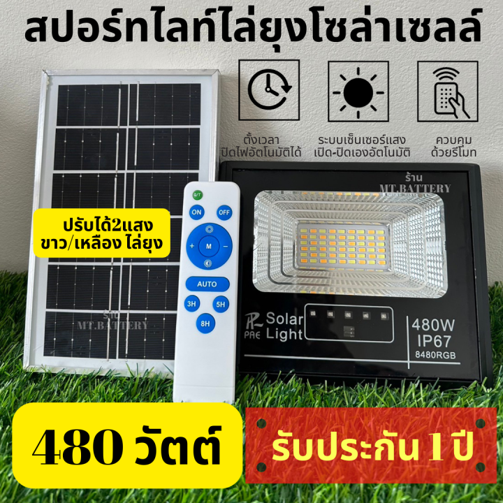 mt-a-รับประกัน1ปี-ของแท้100-ไฟโซล่าเซลล์-แสงขาว-ไล่ยุง-ไฟสปอร์ตไลท์-แผงโซล่าเซลล์-100-1000w-ip65-มาพร้อมรีโมทควบคุม-ไฟพลังงานแสงอาทิตย์