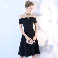 Small Dress 2022 New Party Party Short Shoulder A Dress Dinner Slim Evening Dress