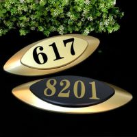 【LZ】™  Polymer Metallic black gold color house number custom sign door number sticker for hotel door apartment Villa