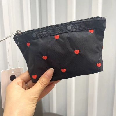 👜มาใหม่ล่าสุด Luxbao กระเป๋าขนาดเล็กปักลายพีชหัวใจสีทึบมือขนาดเล็กลิปสติกแต่งหน้า2725 Dompet Koin