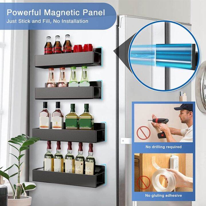 spice-rack-magnetic-fridge-self-adhesive-kitchen-shelf-wall-no-drilling-required-2-pieces-fridge-magnetic-shelf