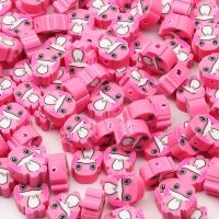 ✜☋ 8x10mm Pink Clay Beads Cute Angel Stitch Polymer Spacer Beads For DIY Kids Necklace Bracelet Handmade Jewelry Making Accessories
