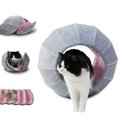 Fordable แมวเตียงในร่มสำหรับแมวบ้านน่ารักมัลติฟังก์ชั่แมวเต็นท์รอยขีดข่วนทนแมวอุโมงค์หลอดแมวของเล่นถ้ำคอนโด