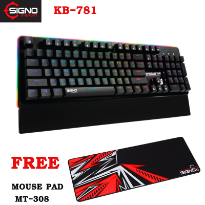 SIGNO KB-781 E-SPORT MAGUSTA GAMING (RED SWITCH)คีย์บอร์ดเกมมิ่ง มาโคร กันน้ำได้ ปุ่มบลูสวิตซ์(FREEแผ่นรองเมาส์/MT-308)