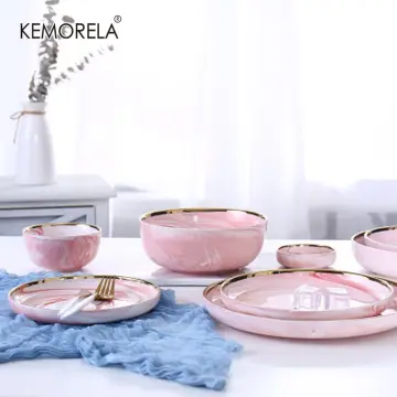 Pink Marble Ceramic Plate Online - Pink Ceramic Dinner Plate