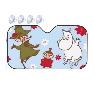 Moomin ที่บังแดดแผ่นกรองแสงติดรถยนต์รถพับได้กระจกบังแดดหน้ารถสะท้อนแสงกระบังแสง