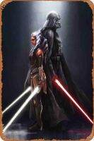 Darth Vader And Ahsoka Tano ตกแต่งผนังโปสเตอร์8X12นิ้วป้ายโลหะอลูมิเนียมวินเทจแบบแปลกใหม่การตกแต่งป้ายดีบุกมนุษย์ถ้ำ