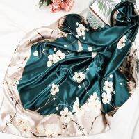 【CW】 90cm Neckerchief Silk Hijab Scaves Fashion Floral Print Headband Neck Female Shawls Ladies