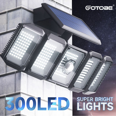 5 Heads Solar 300 LED Light Outdoor Motion Sensor Waterproof Wide-angle Illumination Wall Lamp Garden Courtyard Street Lights