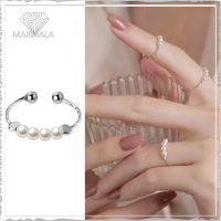 Ins แหวนมุกแฟชั่นสไตล์เกาหลีสำหรับผู้หญิง,แหวนปลายเปิดแบบย้อนยุคดีไซน์เก๋เครื่องประดับ MARMALA Jewelry