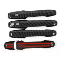 Carbon Fiber Door Handle Cover Sticker Exterior Accessories for Toyota Avanza Premio Veloz Cross 2022+