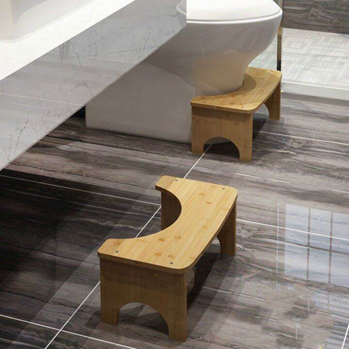 【Spot】Solid Wood Toilet Foot Stool Potty Squat Stool Crouch Hole