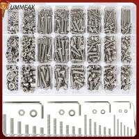 UMMEAX 1255Pcs 304สแตนเลสสตีล ชุดแหวนรองน๊อตและน๊อต M2 M3 M4 M5 ขนาด24นิ้ว ชุดแยกน็อตและสลักเกลียว พร้อมกล่องเก็บของ 8/10/12/16/20/25มม. สกรูเมตริก เครื่องจักรความแม่นยำสูง