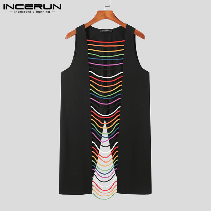 incerun-เสื้อกล้ามแขนกุดเปิดรูสำหรับผู้ชาย-เสื้อยืดรัดกล้ามเนื้อสำหรับใส่ไปยิมเสื้อยืดเสื้อคลุมแขนกุด-สไตล์ตะวันตก